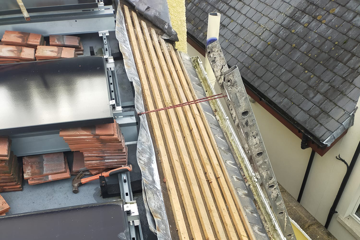 Roof repairs in Foxrock Dublin showing damage