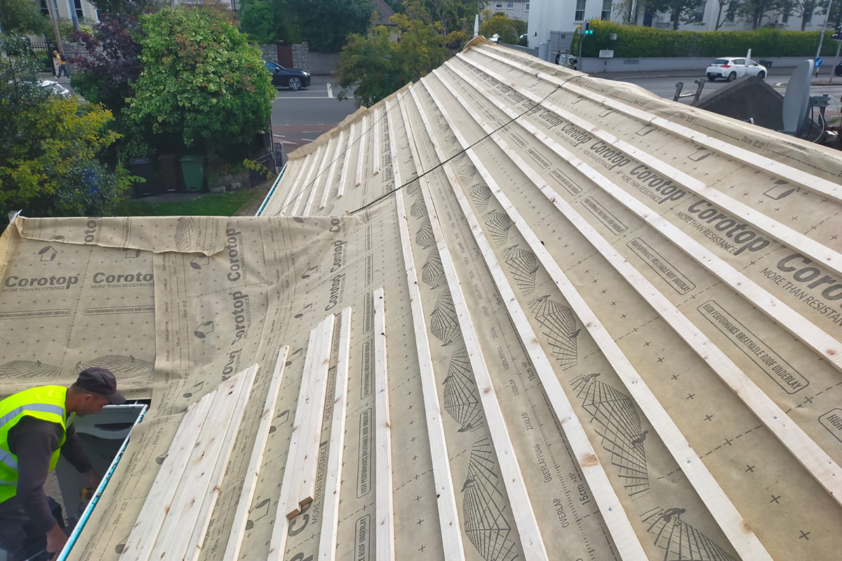 Damaged roof before replacement in Churchtown Dublin
